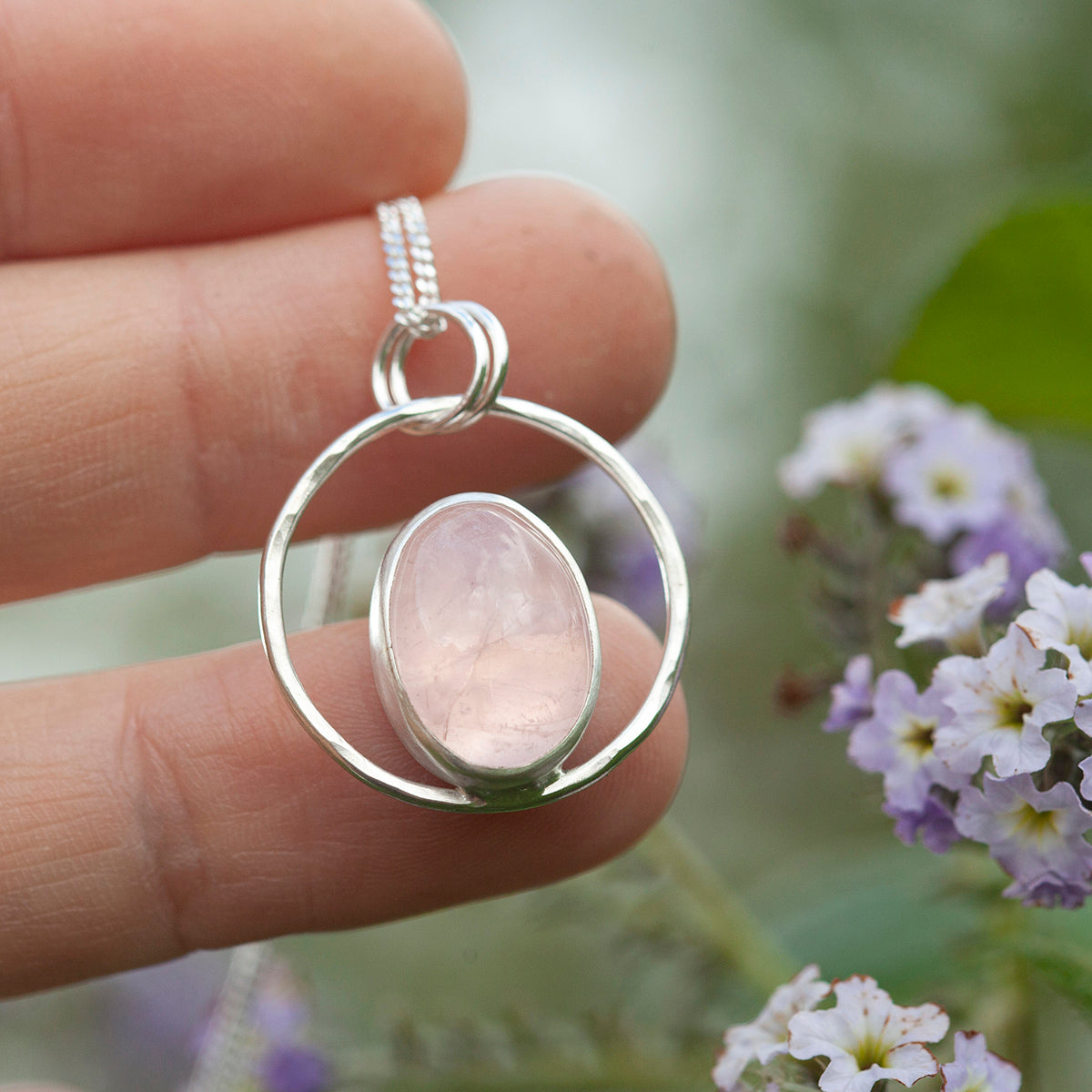 OOAK Mae pendant in silver #21 • Rose Quartz (Ready to ship)
