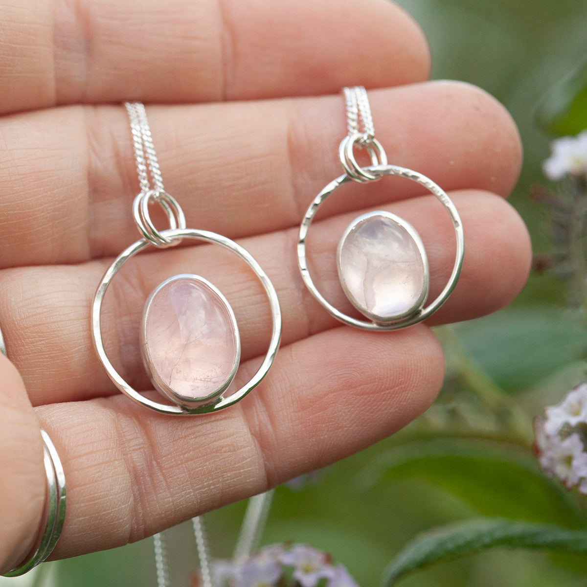 OOAK Mae pendant in silver #21 • Rose Quartz (Ready to ship)