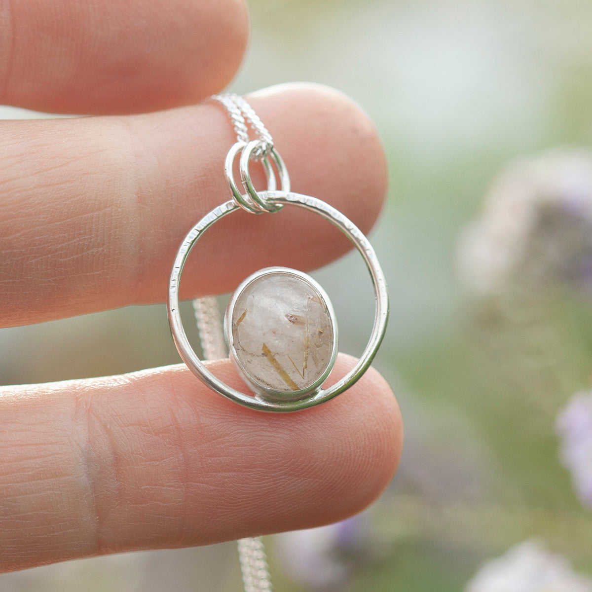 OOAK Mae pendant in silver #7 • Rutilated quartz  (Ready to ship)