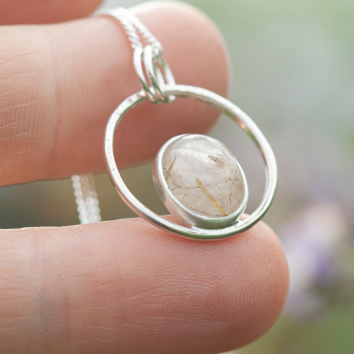 OOAK Mae pendant in silver #7 • Rutilated quartz  (Ready to ship)