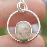 Afbeelding in Gallery-weergave laden, OOAK Mae pendant in silver #7 • Rutilated quartz  (Ready to ship)
