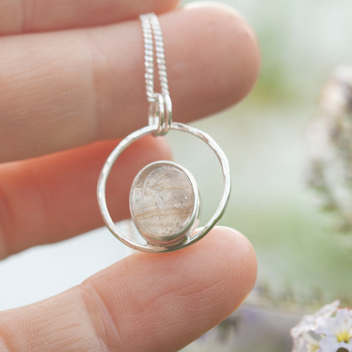 OOAK Mae pendant in silver #8 • Rutilated quartz  (Ready to ship)