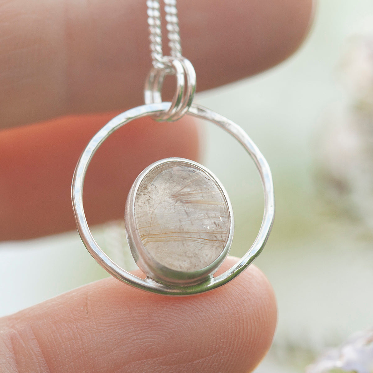 OOAK Mae pendant in silver #8 • Rutilated quartz  (Ready to ship)