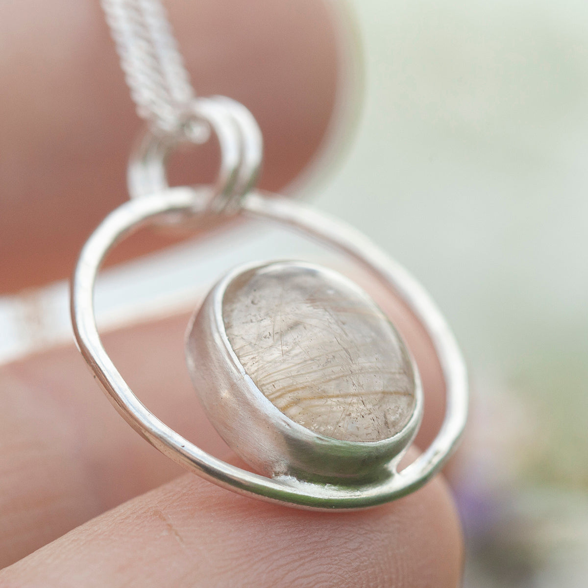 OOAK Mae pendant in silver #8 • Rutilated quartz  (Ready to ship)