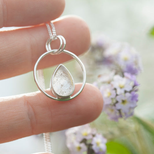 OOAK Mae pendant in silver #9 • Rutilated quartz  (Ready to ship)