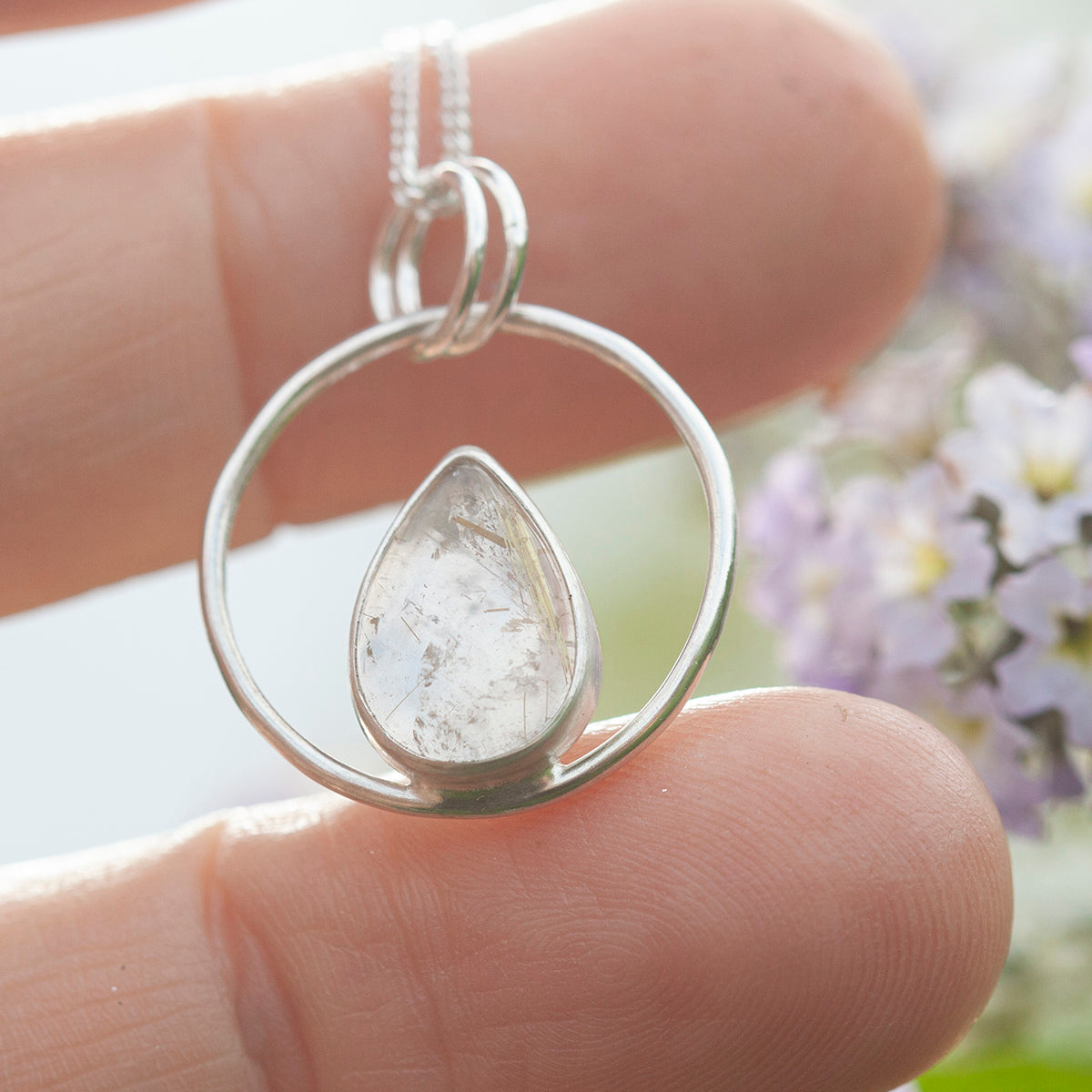 OOAK Mae pendant in silver #9 • Rutilated quartz  (Ready to ship)