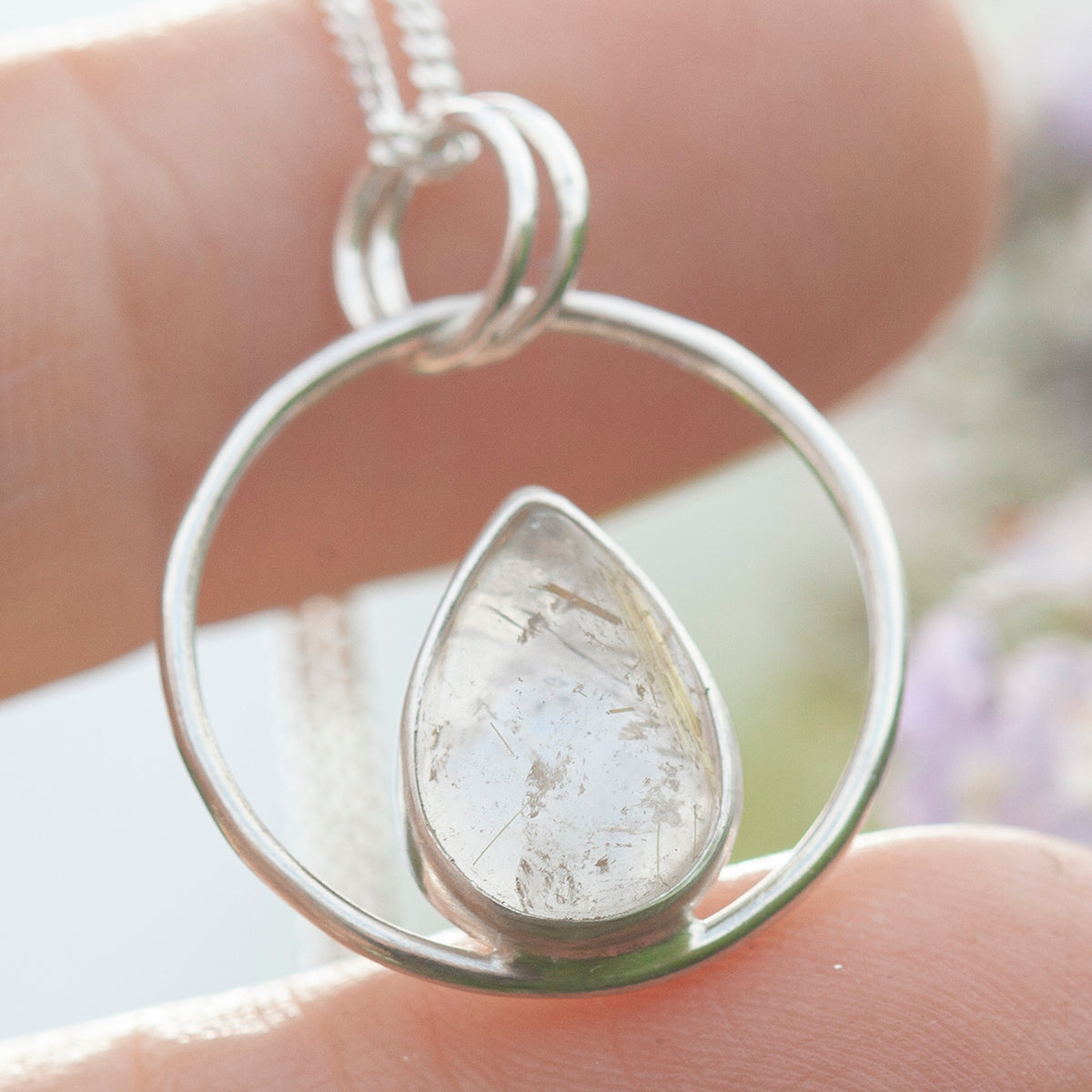 OOAK Mae pendant in silver #9 • Rutilated quartz  (Ready to ship)