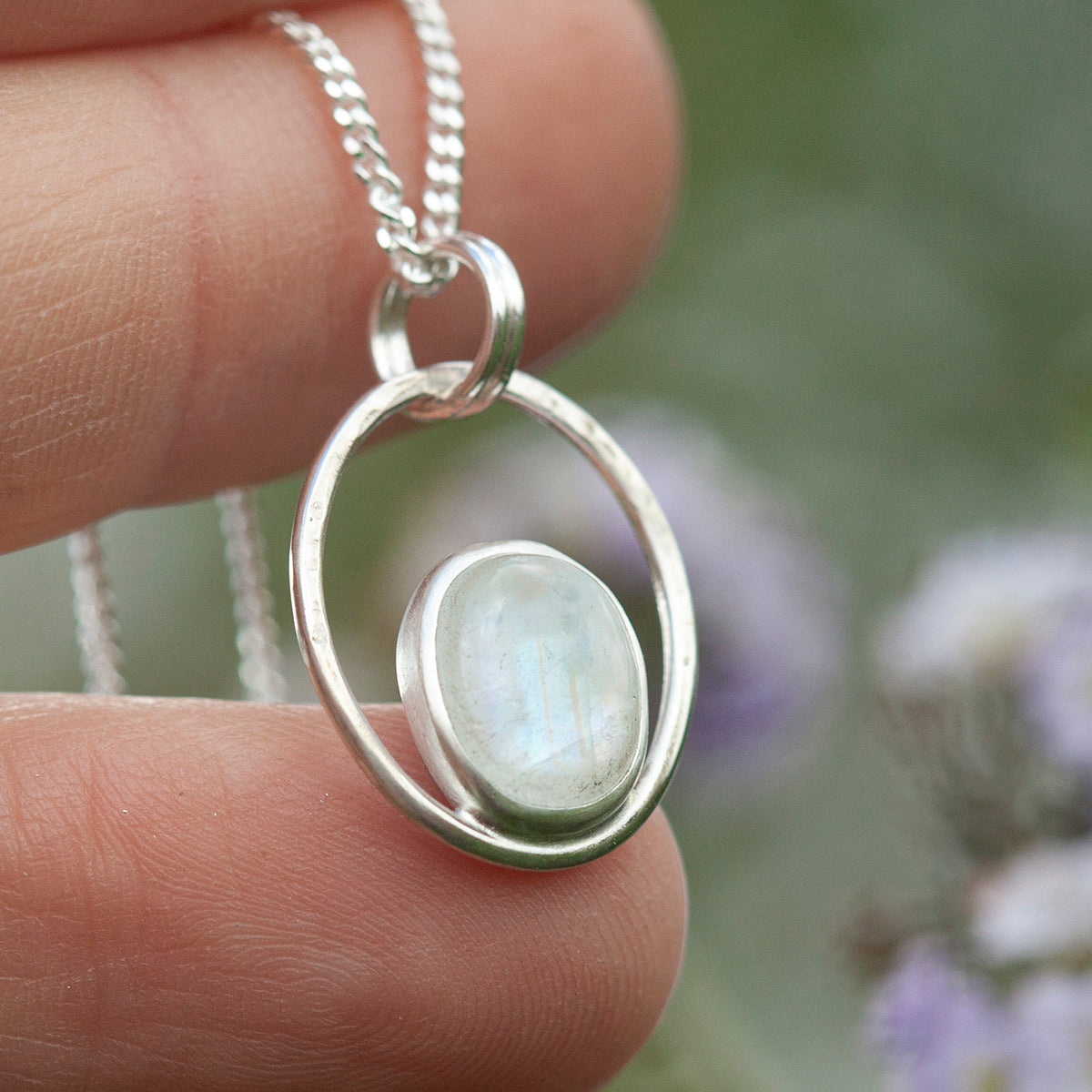 OOAK Mae pendant in silver #19 • White Labradorite ~ Rainbow Moonstone  (Ready to ship)