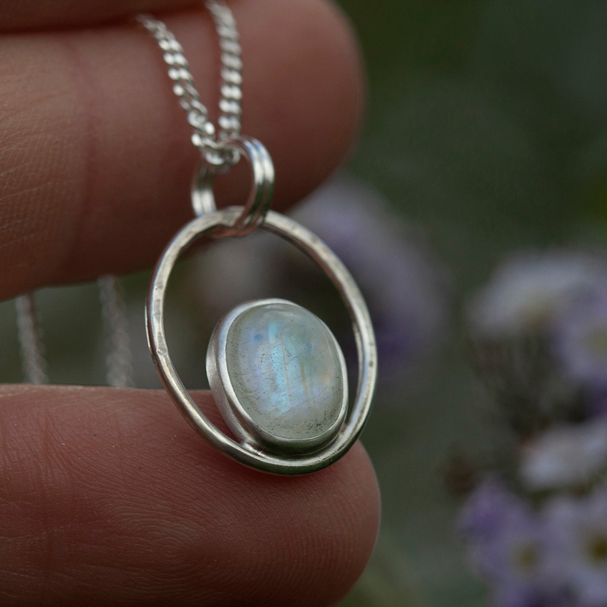 OOAK Mae pendant in silver #19 • White Labradorite ~ Rainbow Moonstone  (Ready to ship)