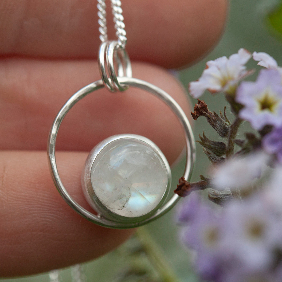 OOAK Mae pendant in silver #20 • White Labradorite ~ Rainbow Moonstone  (Ready to ship)