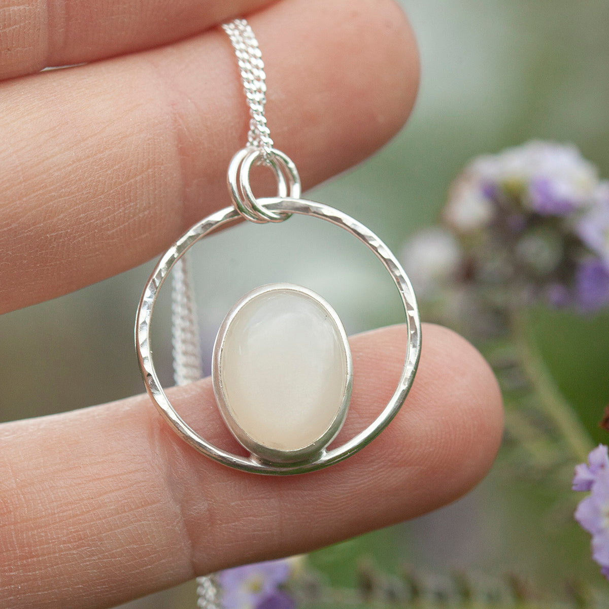 OOAK Mae pendant in silver #17 • White Moonstone  (Ready to ship)