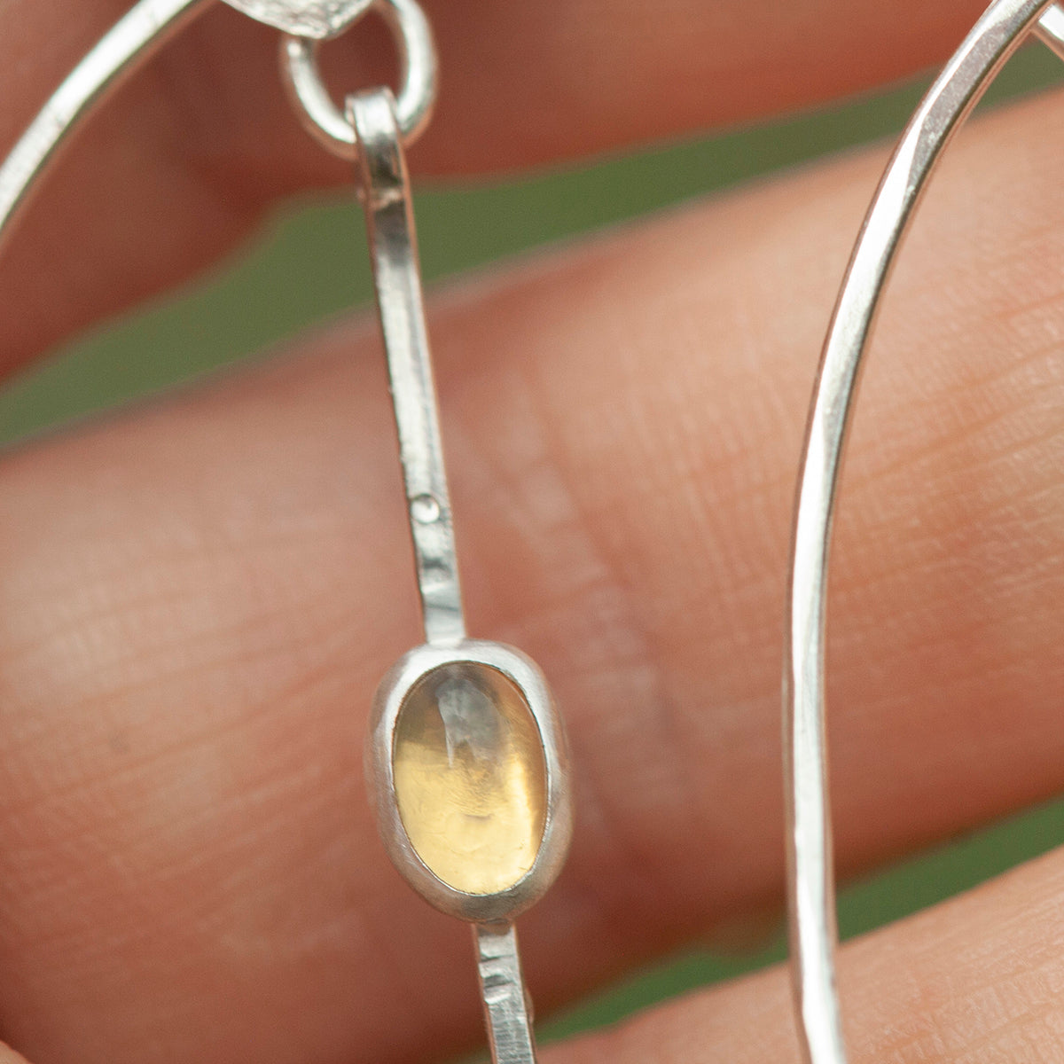 OOAK Selaya silver earrings #3 • leaf, Lemon quartz & Opal  (ready to ship)