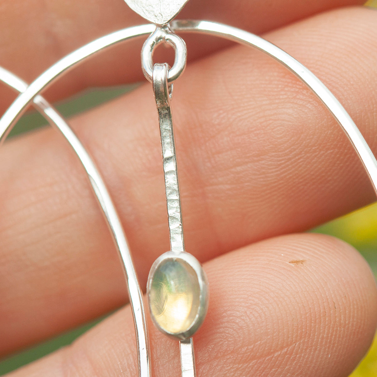 OOAK Selaya silver earrings #3 • leaf, Lemon quartz & Opal  (ready to ship)