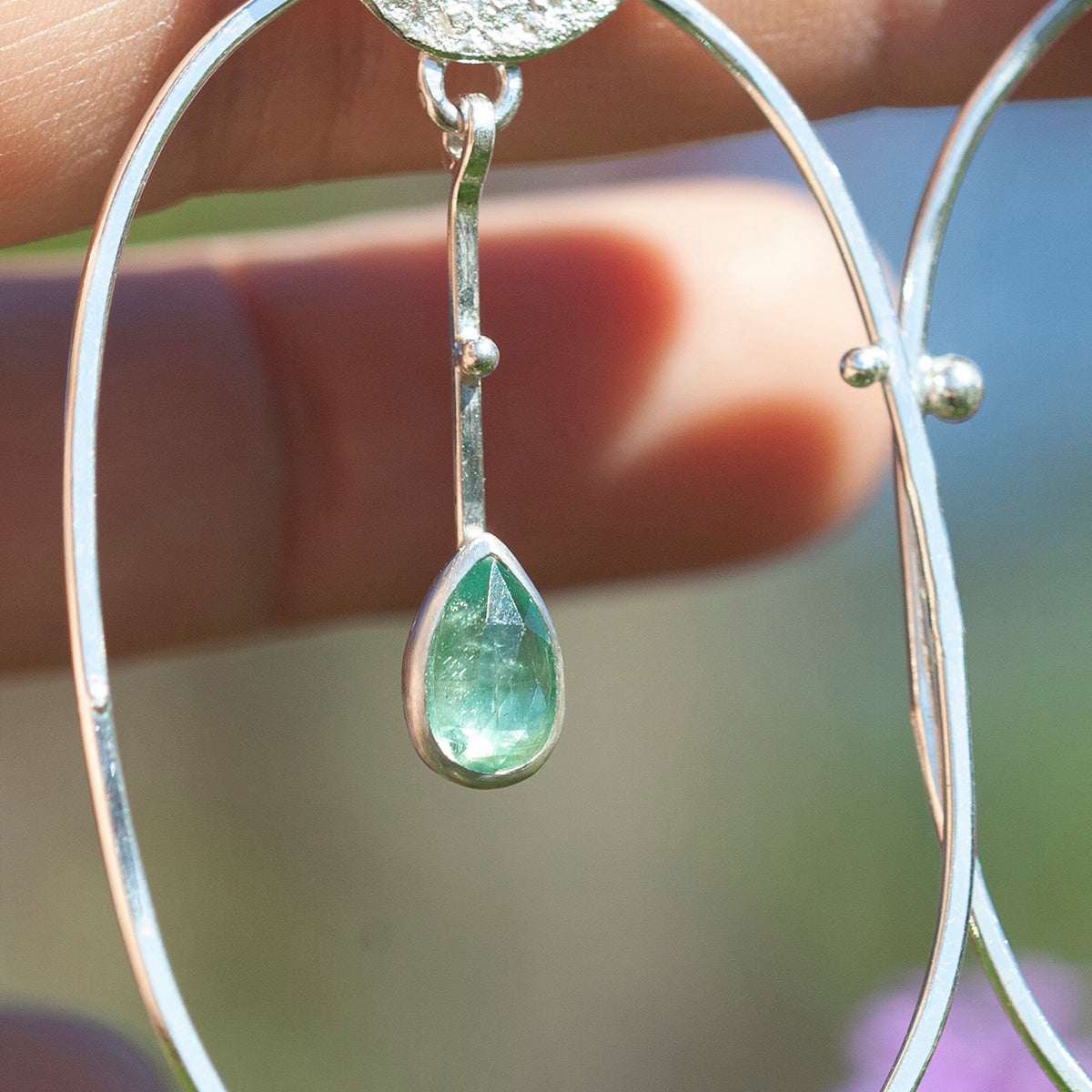 Pièce unique Boucles d'oreilles Selaya en argent #4 • quinoa & cyanite (prêt à expédier)
