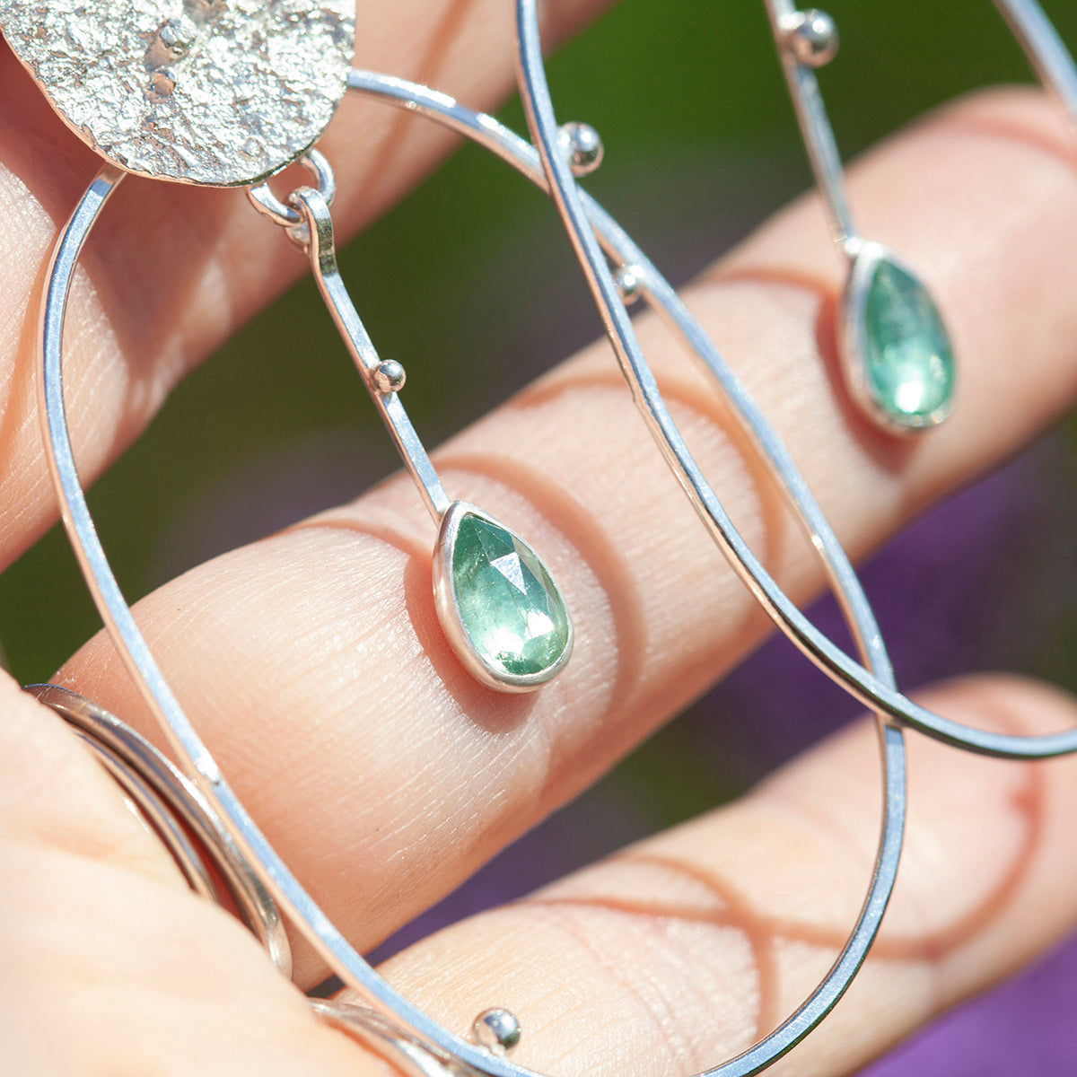 OOAK Selaya silver earrings #4 • quinoa & kyanite (ready to ship)