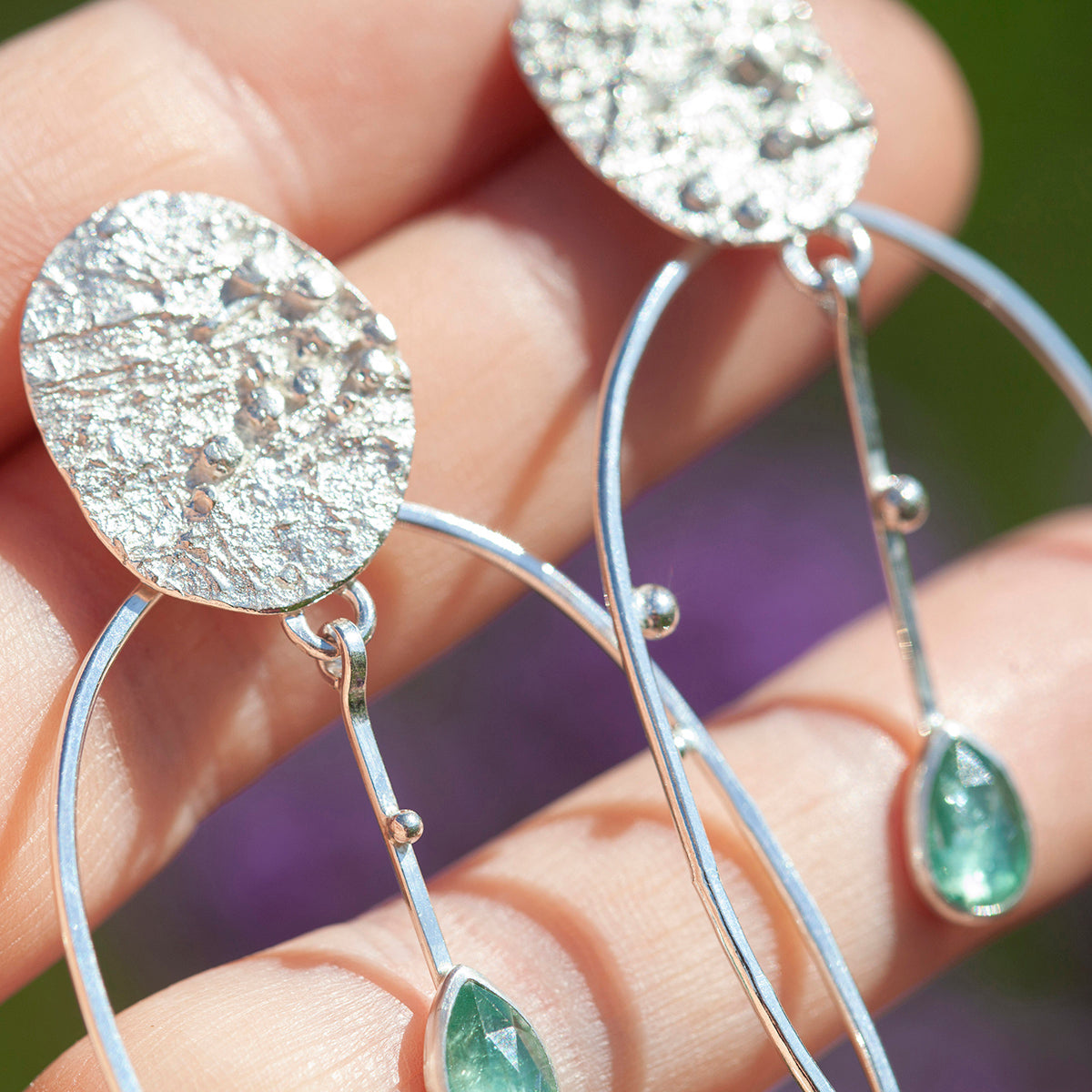Pièce unique Boucles d'oreilles Selaya en argent #4 • quinoa & cyanite (prêt à expédier)