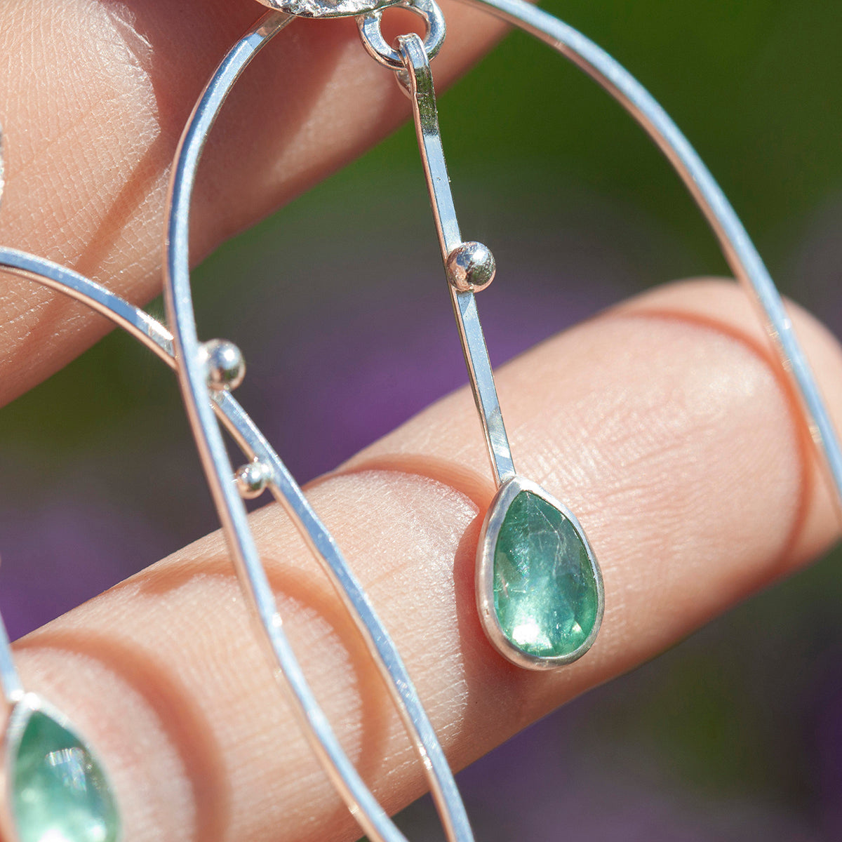 Pièce unique Boucles d'oreilles Selaya en argent #4 • quinoa & cyanite (prêt à expédier)