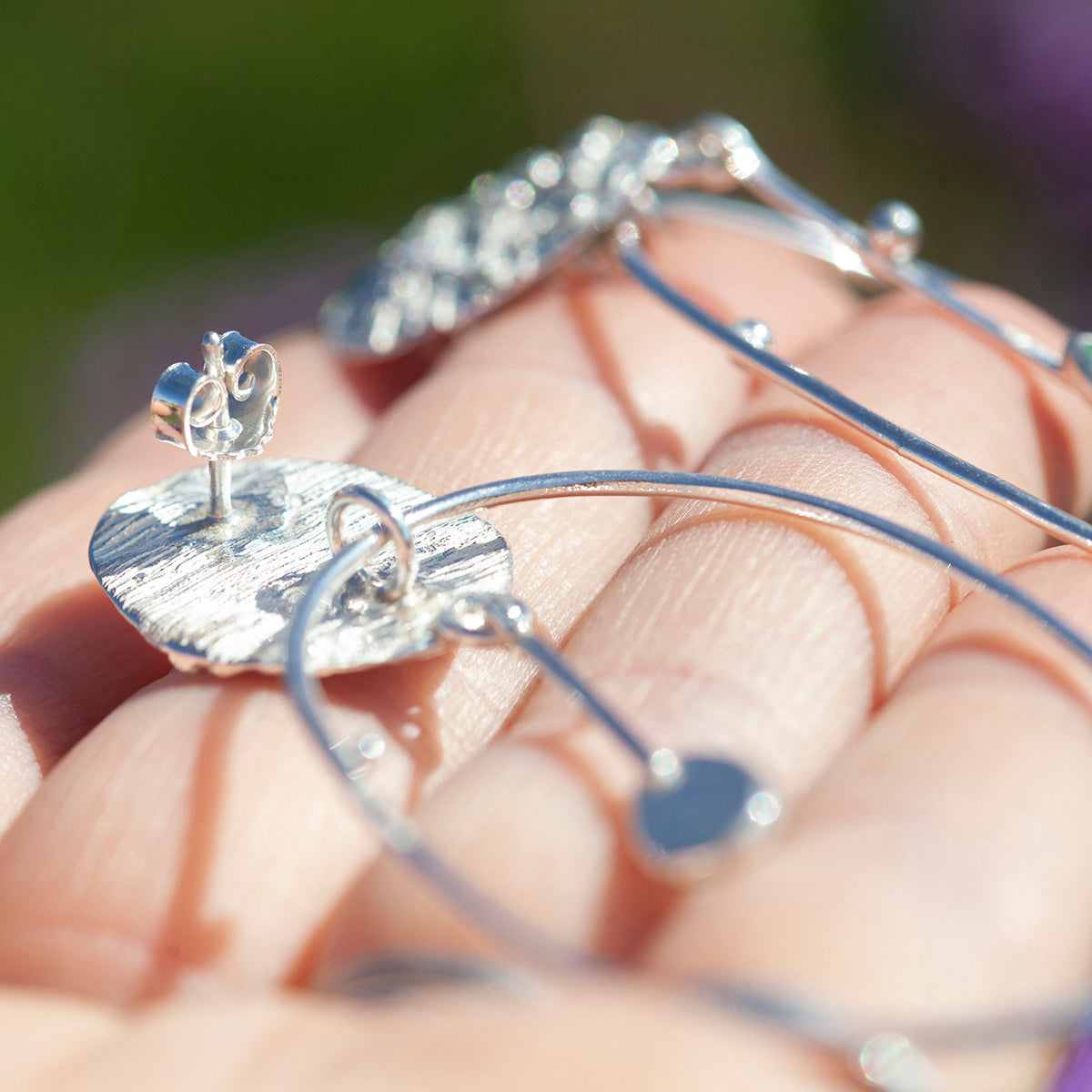 OOAK Selaya silver earrings #4 • quinoa & kyanite (ready to ship)