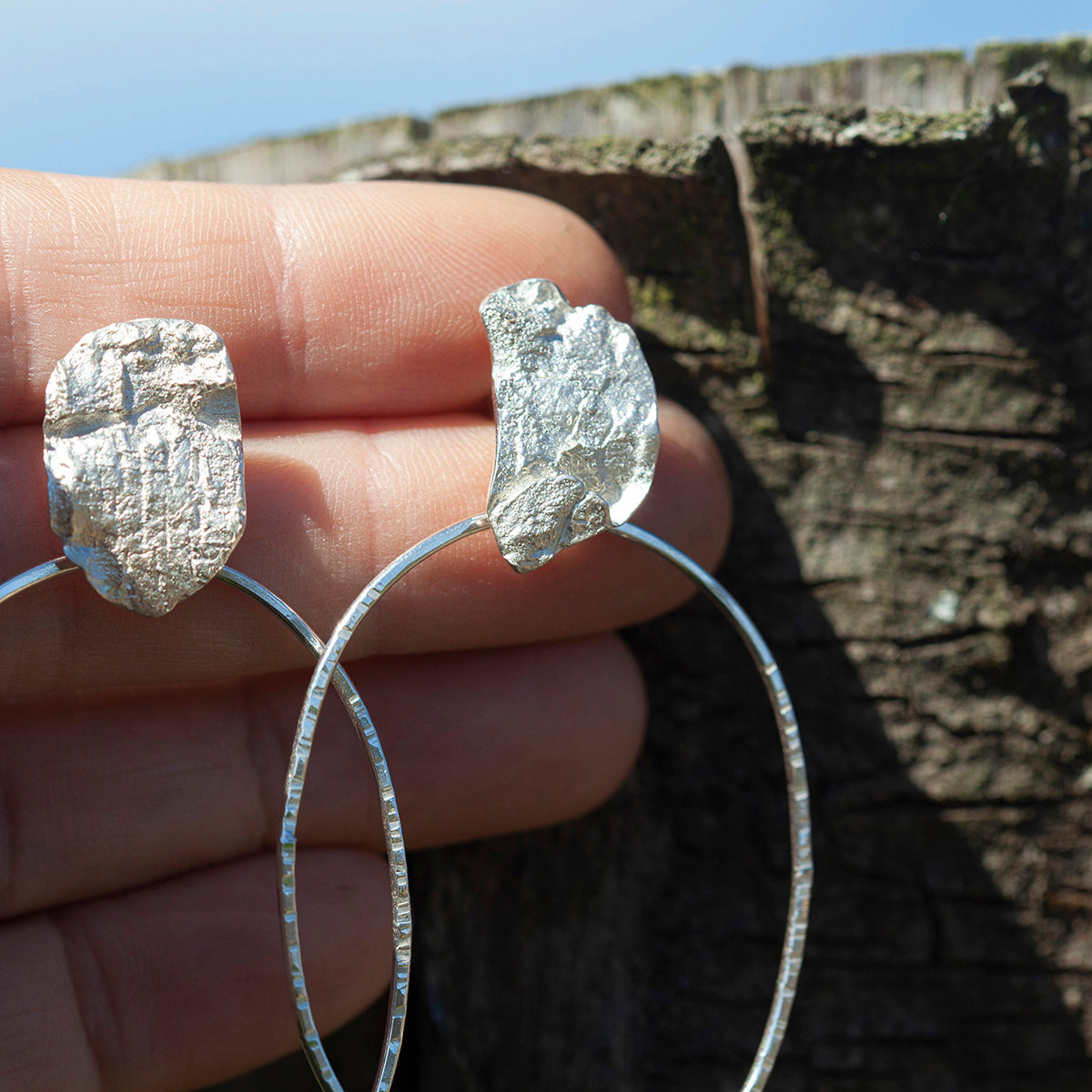 OOAK Selaya silver earrings #5 • bark (ready to ship)