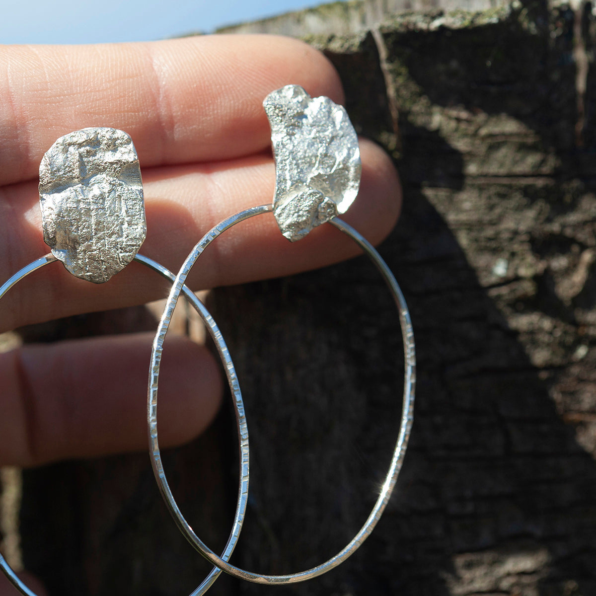 OOAK Selaya silver earrings #5 • bark (ready to ship)