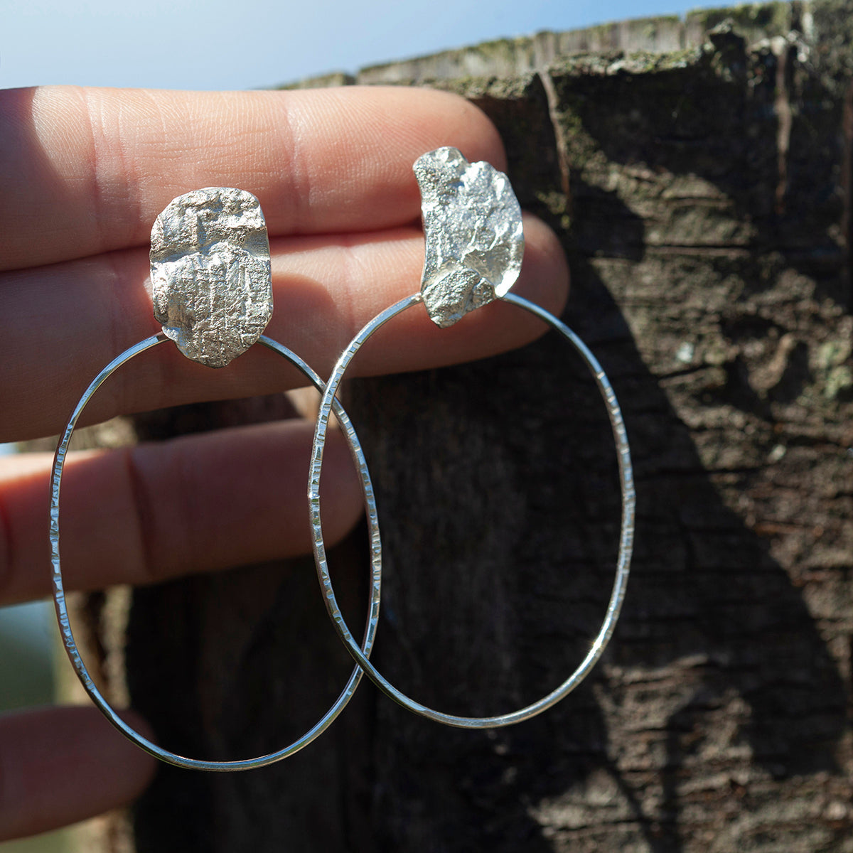 OOAK Selaya silver earrings #5 • bark (ready to ship)