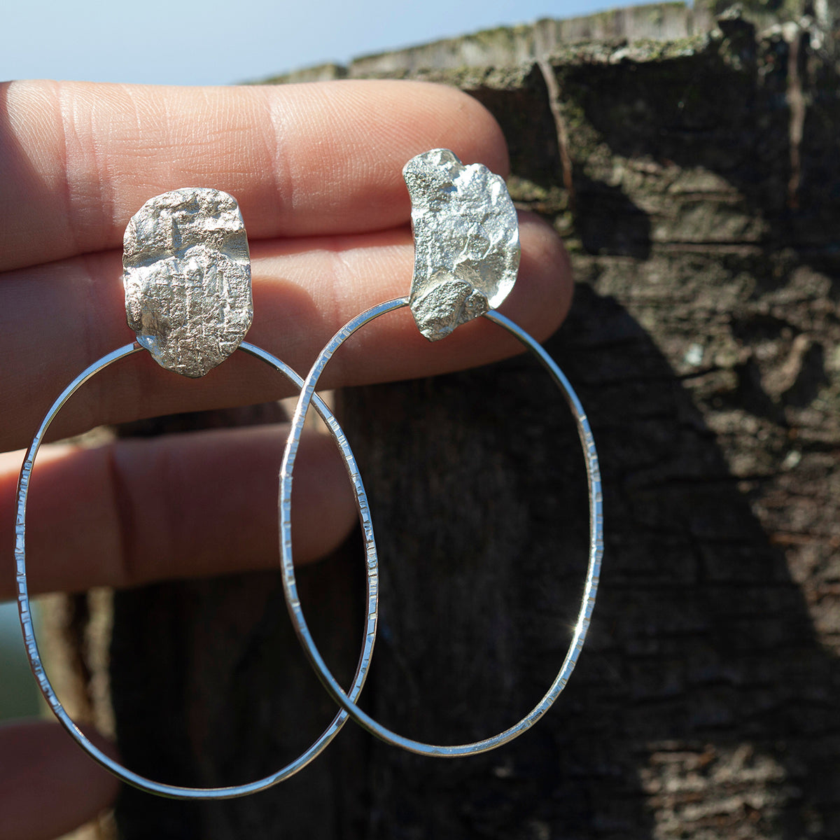 Pieza única Pendientes Selaya en plata #5 • corteza (listo para enviar)