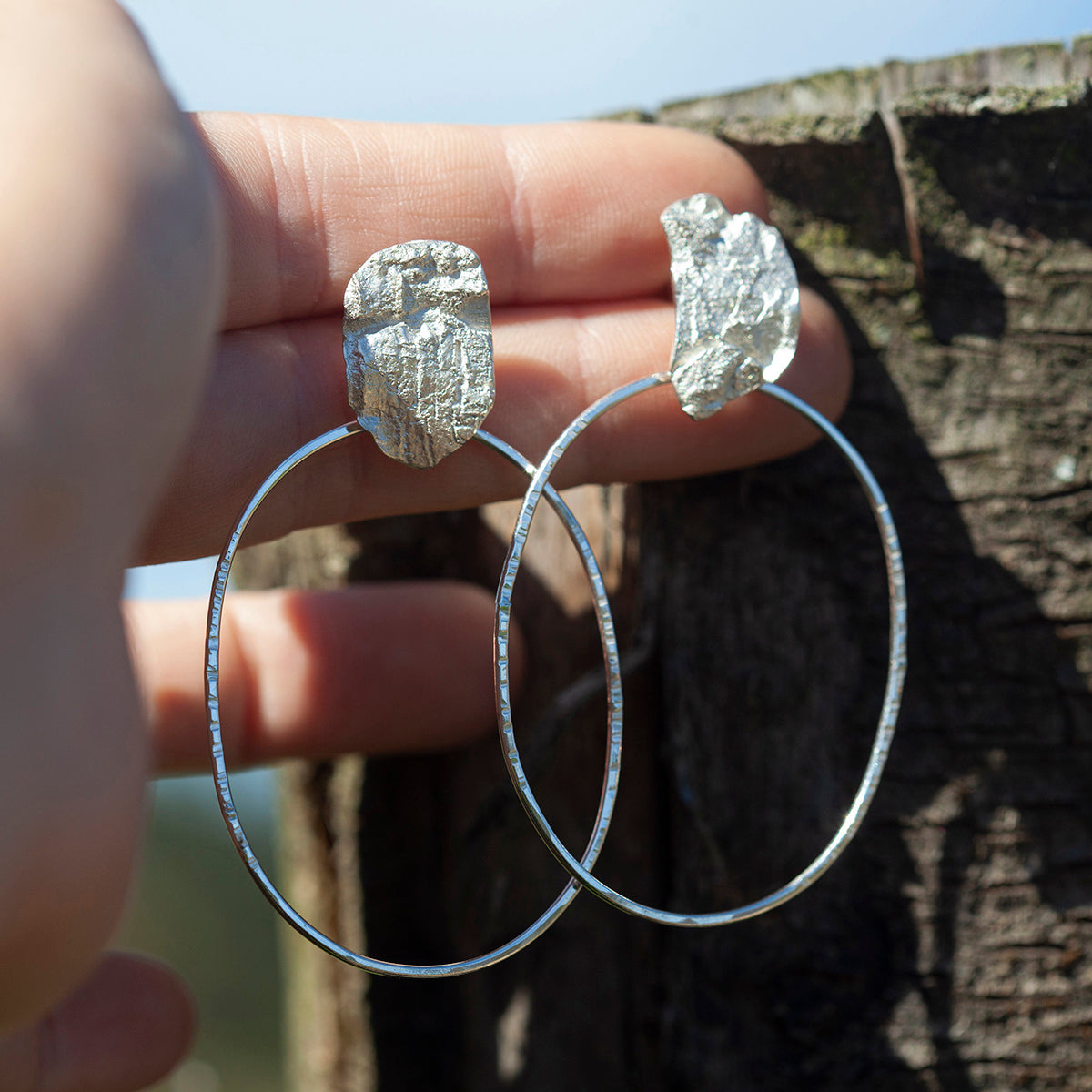 Pieza única Pendientes Selaya en plata #5 • corteza (listo para enviar)