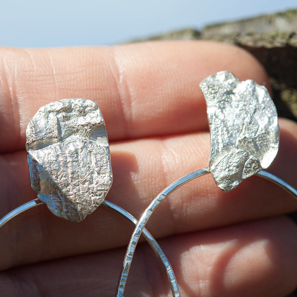 OOAK Selaya silver earrings #5 • bark (ready to ship)