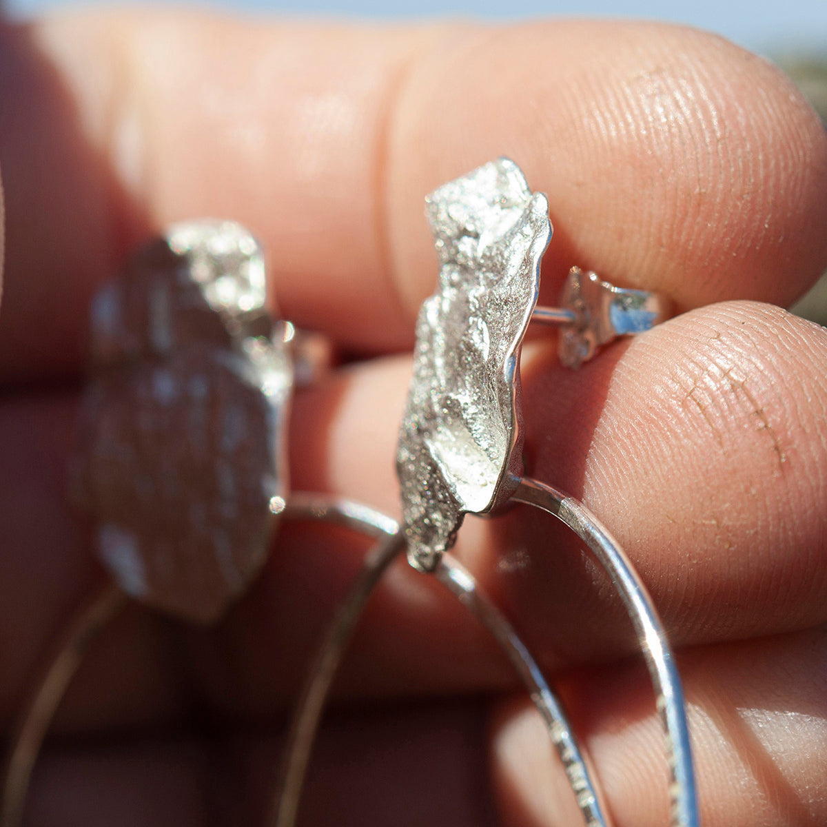 Pieza única Pendientes Selaya en plata #5 • corteza (listo para enviar)