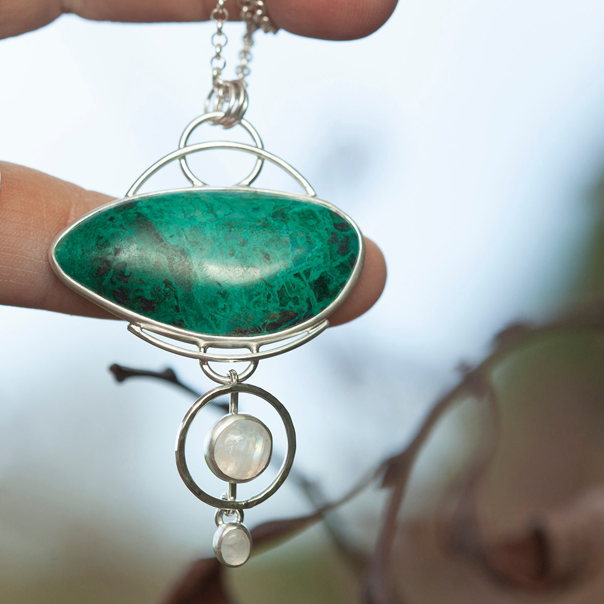OOAK Aurae pendant #14 • Chrysocolla & White Labradorite (ready to ship)