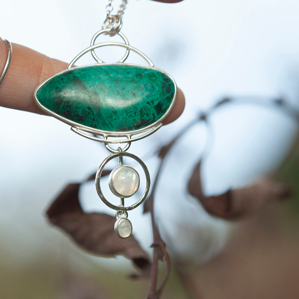 OOAK Aurae pendant #14 • Chrysocolla & White Labradorite (ready to ship)
