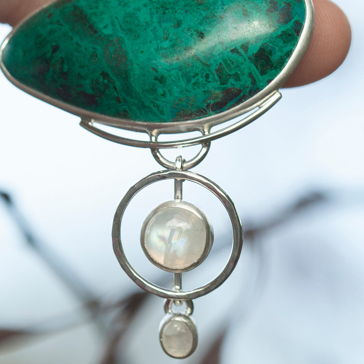 OOAK Aurae pendant #14 • Chrysocolla & White Labradorite (ready to ship)