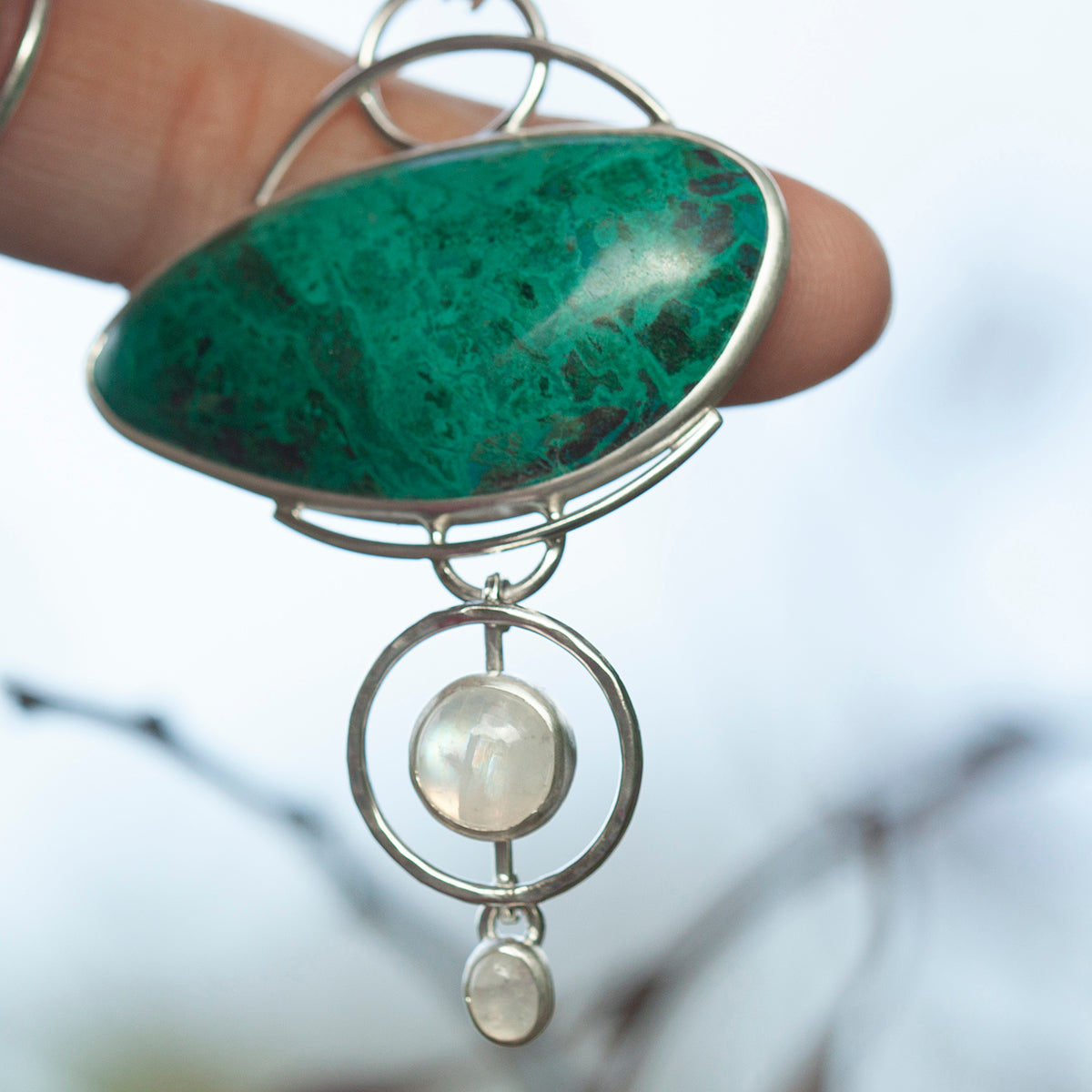 OOAK Aurae pendant #14 • Chrysocolla & White Labradorite (ready to ship)