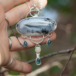 Load image into Gallery viewer, OOAK Aurae pendant #13 • Dendritic Opal, Kyanite &amp; moonstone (ready to ship)
