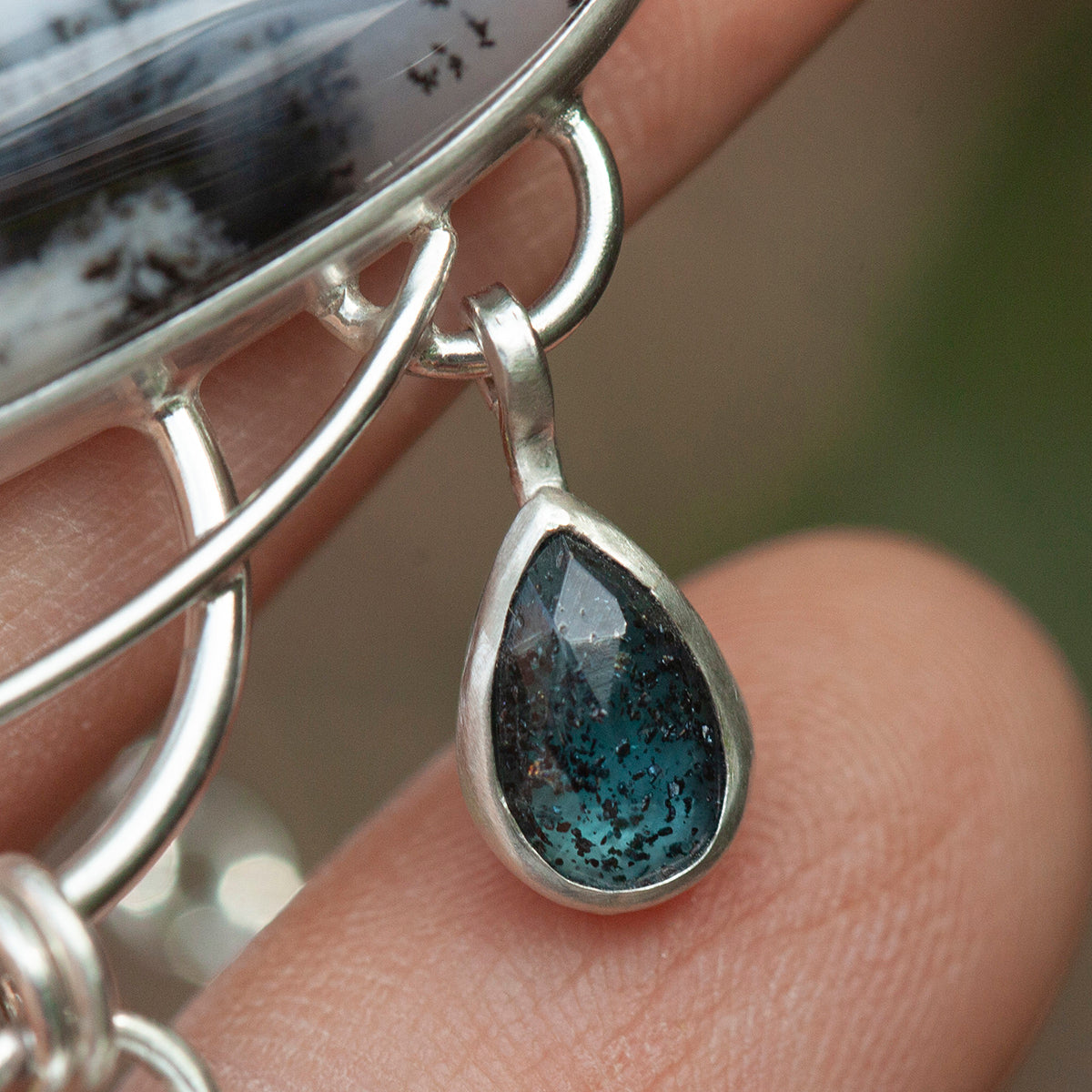 OOAK Aurae pendant #13 • Dendritic Opal, Kyanite & moonstone (ready to ship)