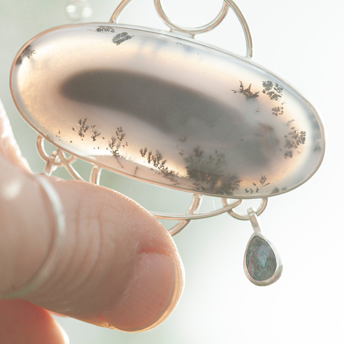 OOAK Aurae pendant #13 • Dendritic Opal, Kyanite & moonstone (ready to ship)