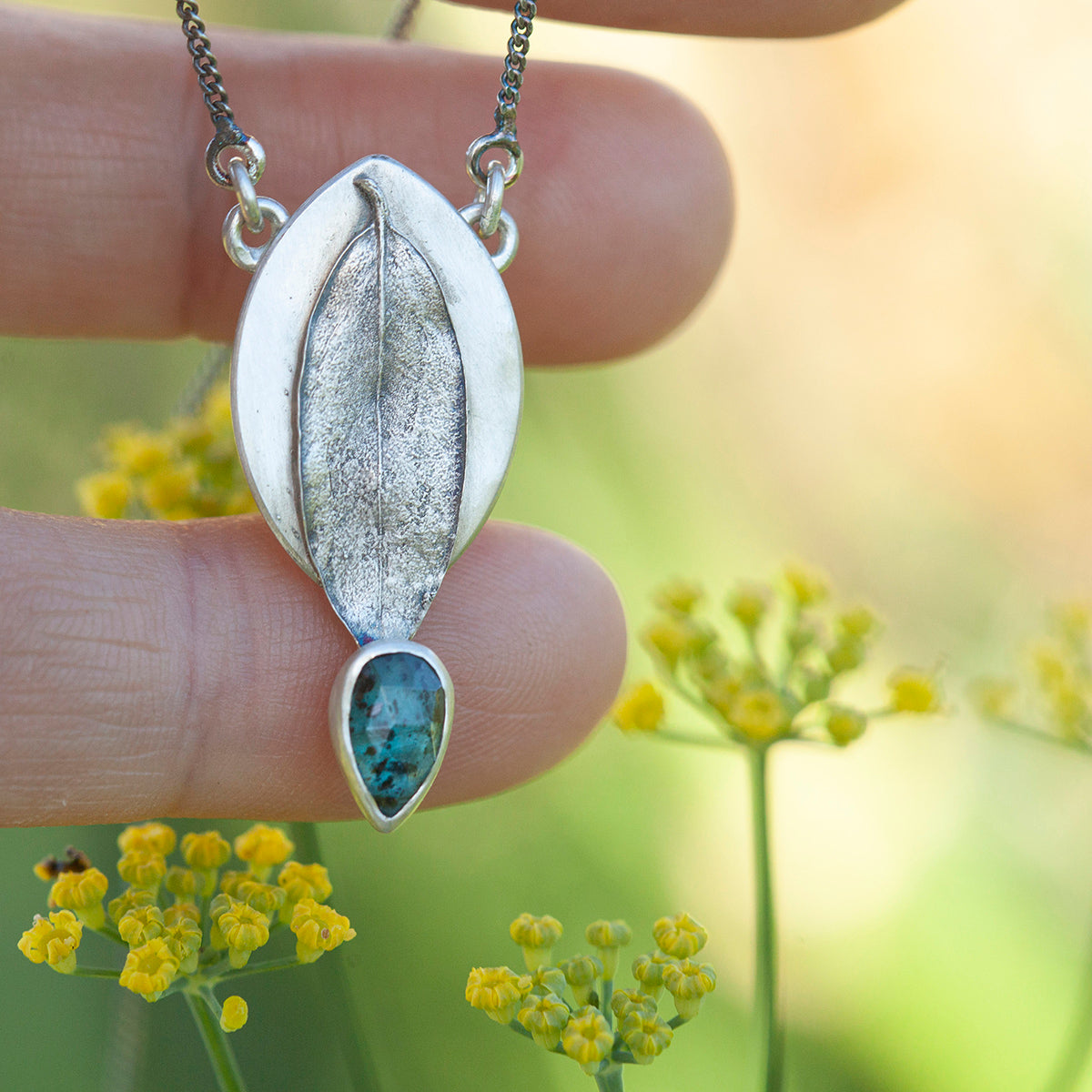 OOAK Leaf necklace #2 • Kyanite (ready to ship)