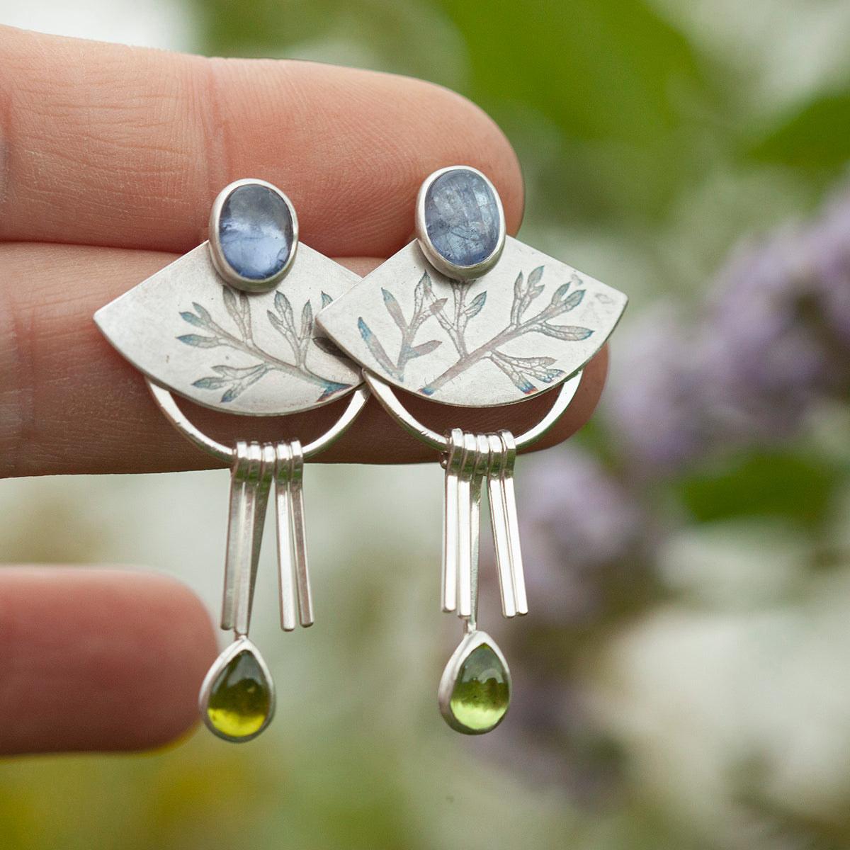 OOAK Aina earrings #16 • Tanzanite & Peridot (ready to ship)