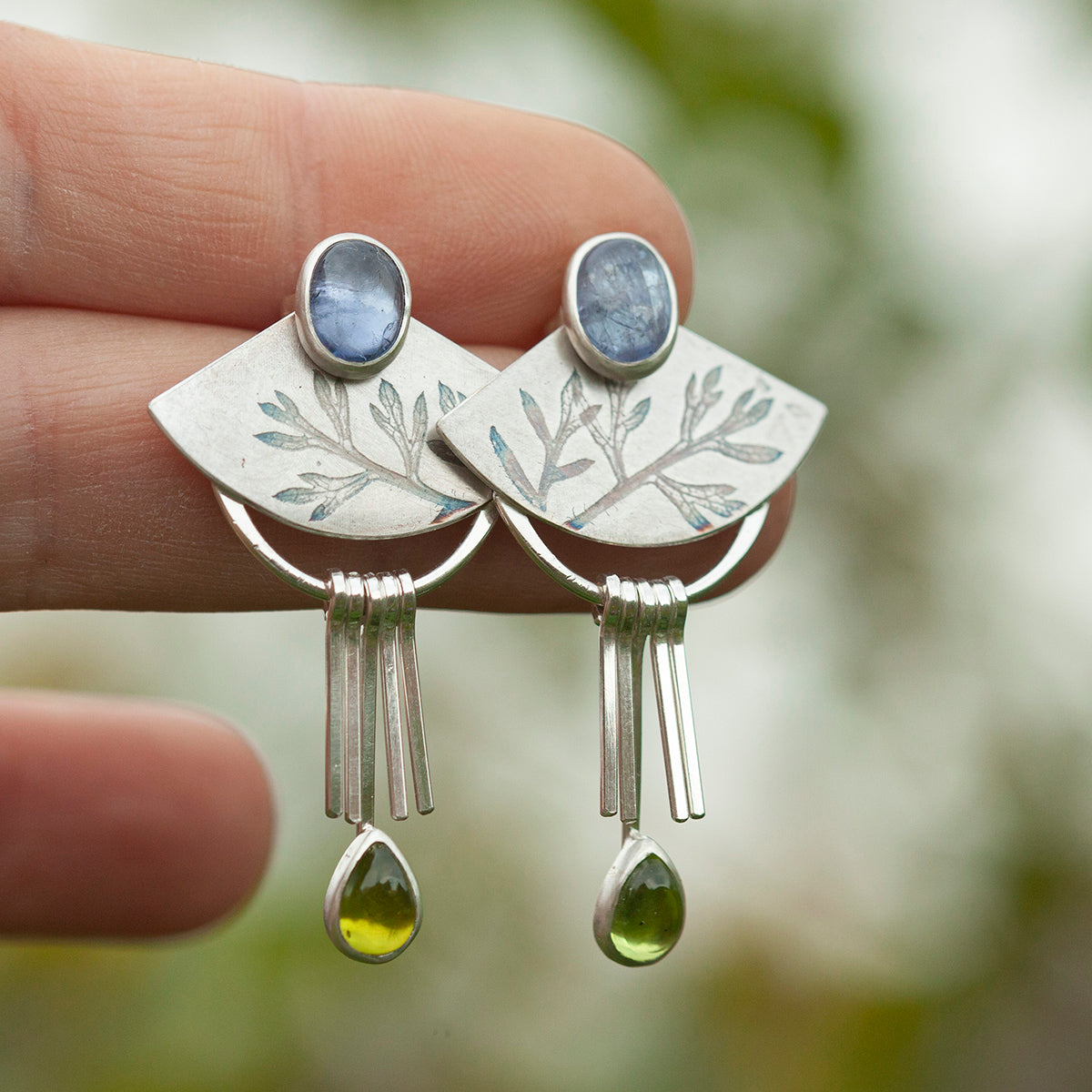 OOAK Aina earrings #16 • Tanzanite & Peridot (ready to ship)
