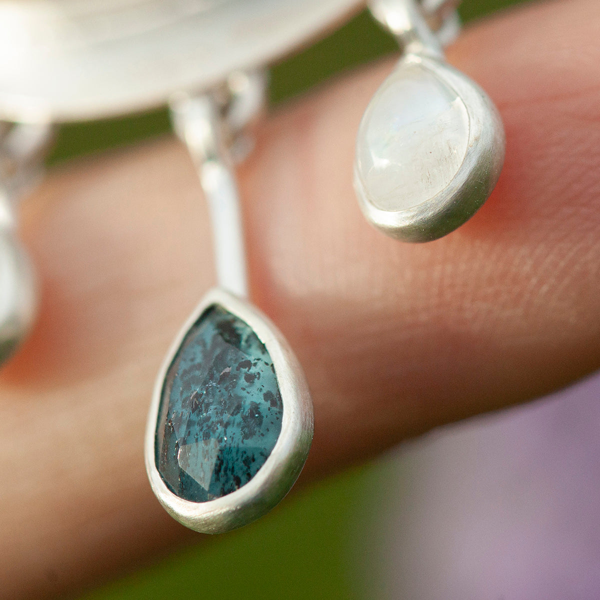 OOAK Aurae pendant #10 • Moss agate, Kyanite & White Labradorite (ready to ship)