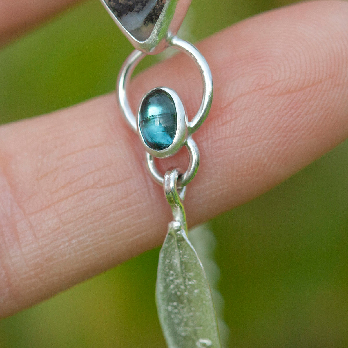 OOAK Aurae pendant #9 • Dendritic Opal, Kyanite & tourmaline (ready to ship)