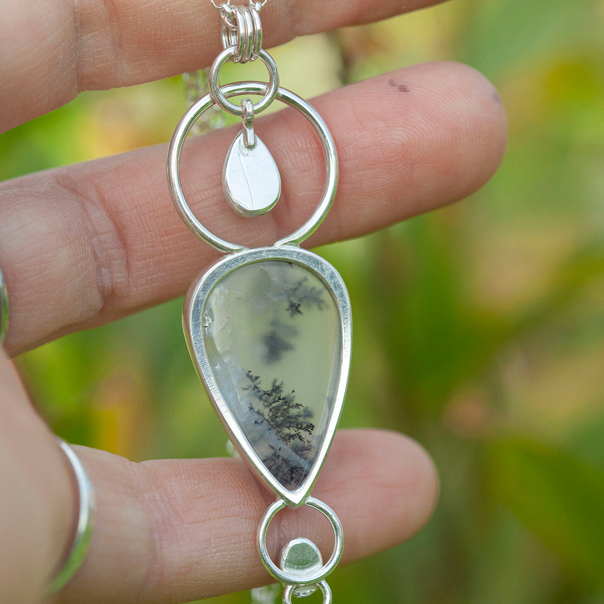 OOAK Aurae pendant #9 • Dendritic Opal, Kyanite & tourmaline (ready to ship)