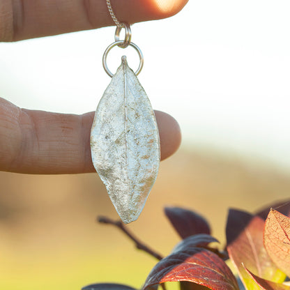 OOAK Blueberry Leaf pendant in silver #6 (ready to ship)