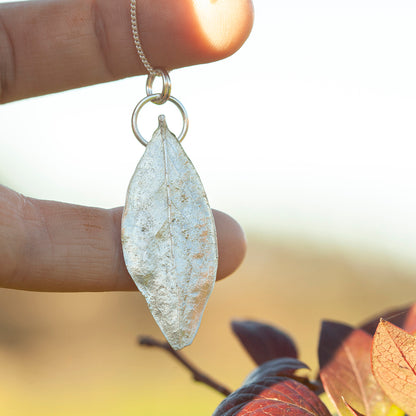 OOAK Blueberry Leaf pendant in silver #6 (ready to ship)