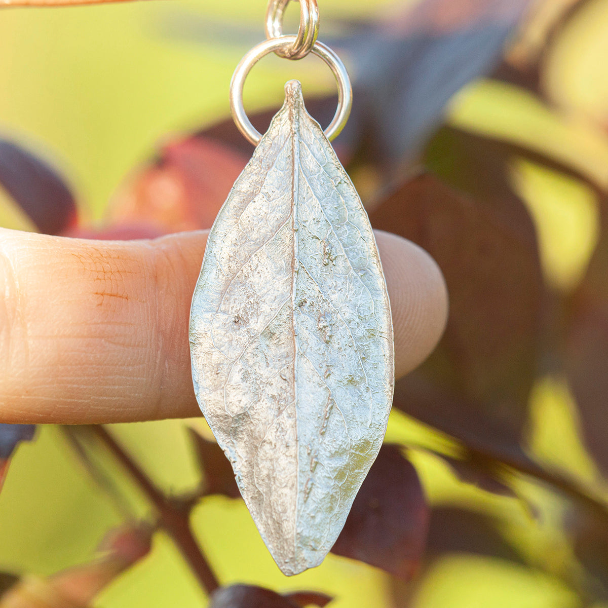 OOAK Blueberry Leaf pendant in silver #6 (ready to ship)