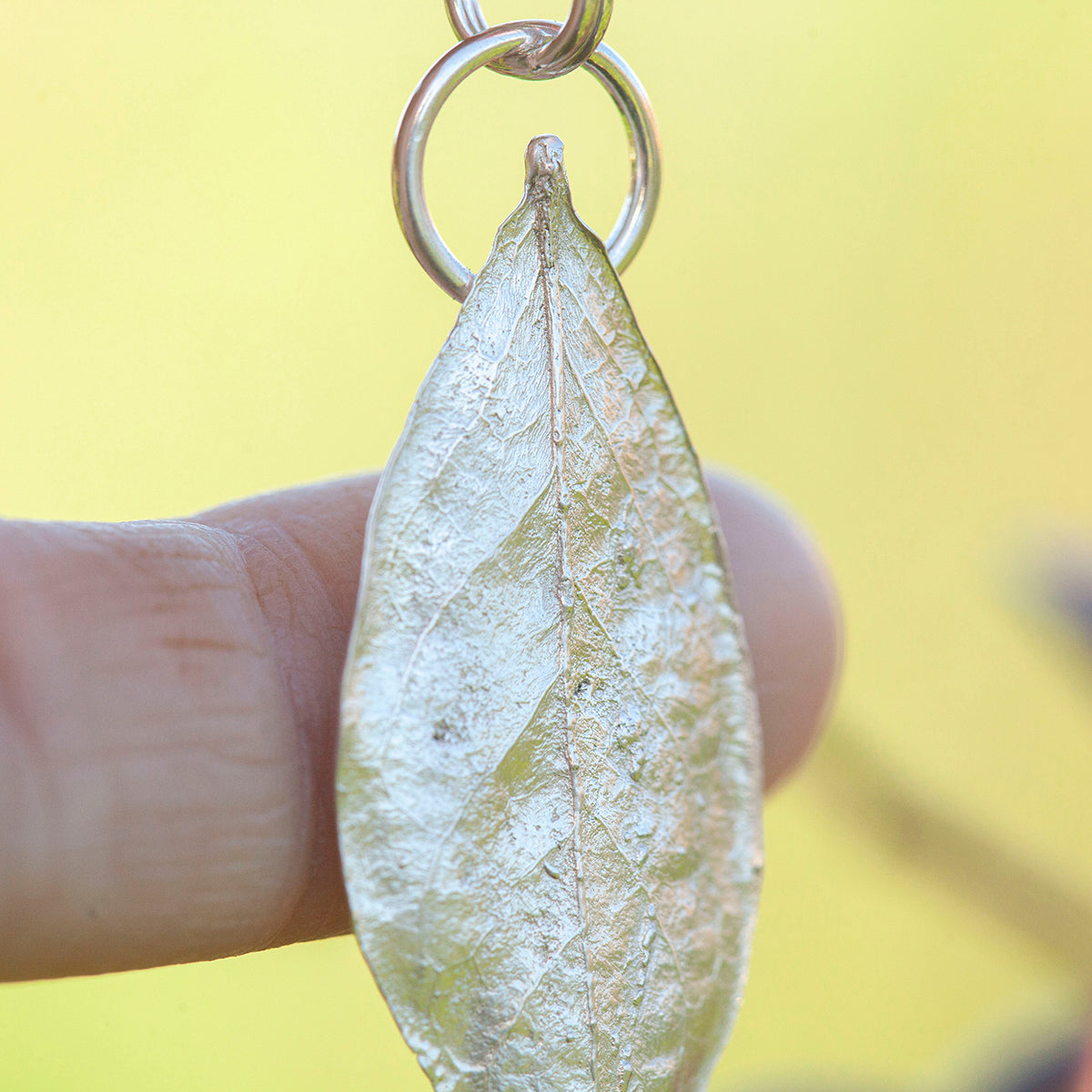 OOAK Blueberry Leaf pendant in silver #6 (ready to ship)