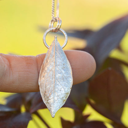 OOAK Blueberry Leaf pendant in silver #8 (ready to ship)