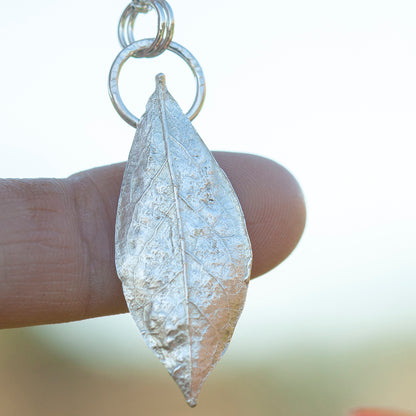 OOAK Blueberry Leaf pendant in silver #8 (ready to ship)