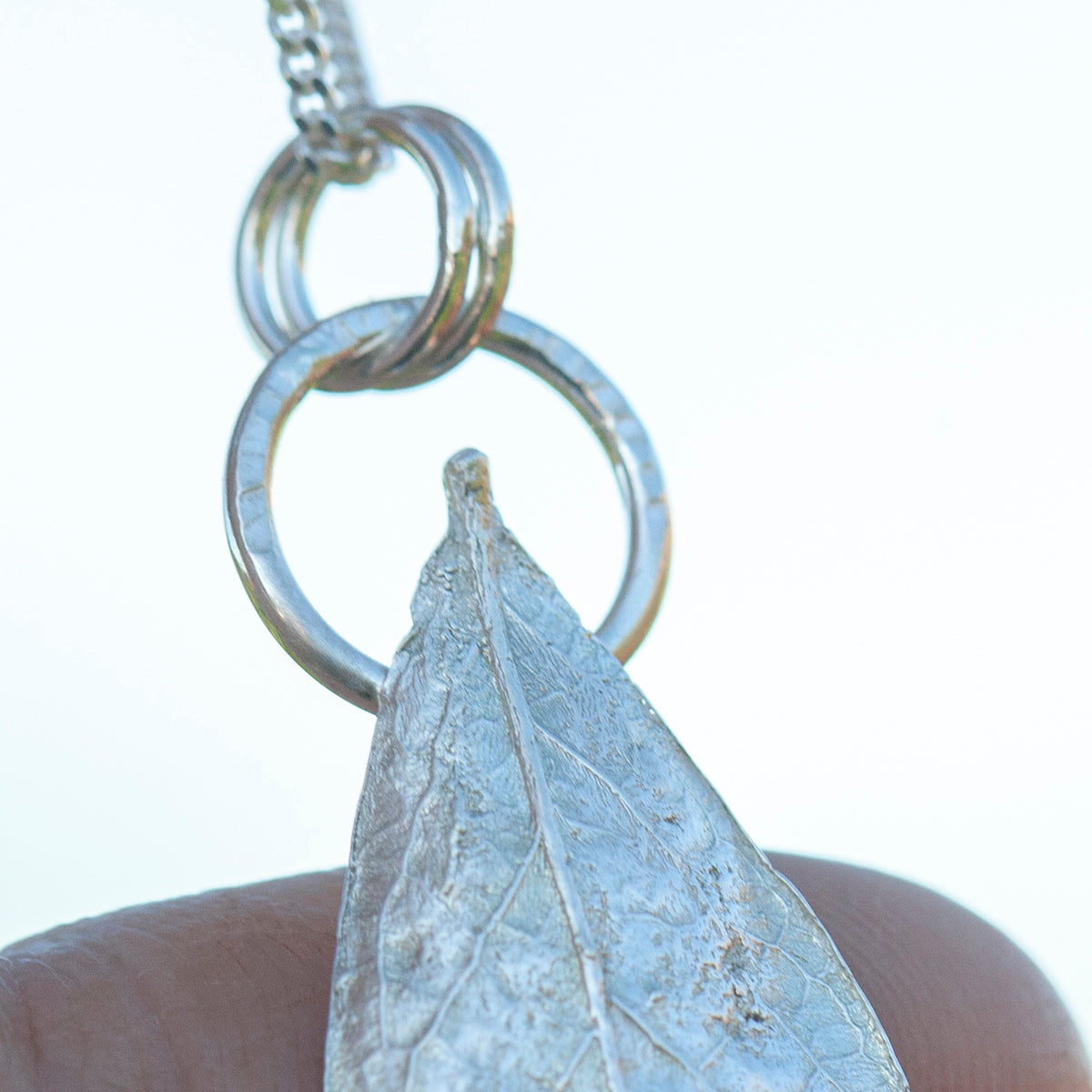 OOAK Blueberry Leaf pendant in silver #8 (ready to ship)