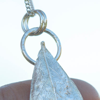 OOAK Blueberry Leaf pendant in silver #8 (ready to ship)